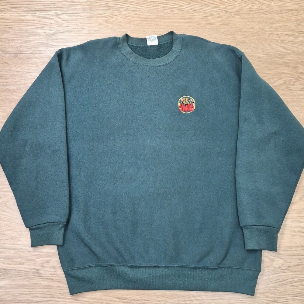 Vtg 90s Cedar Point Sweatshirt Adult Mens XL Teal Embroidered Mantis USA Made